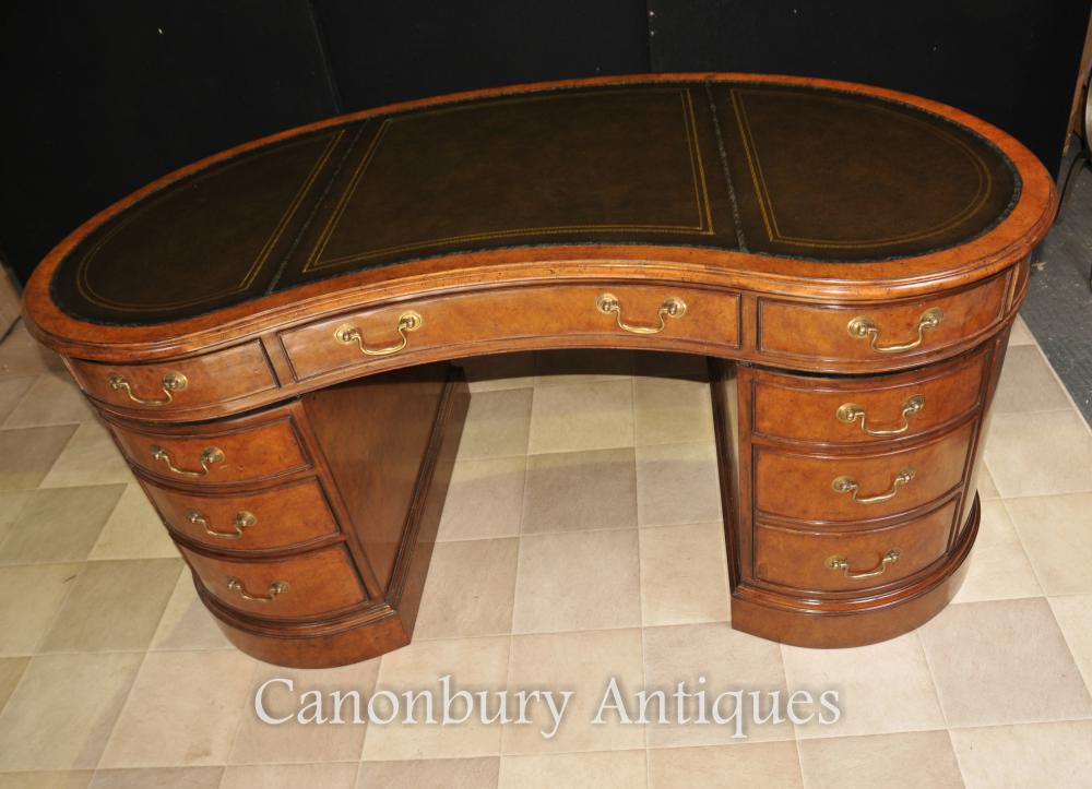 Regency Haricot Desk in Walnut Writing Bureau Table