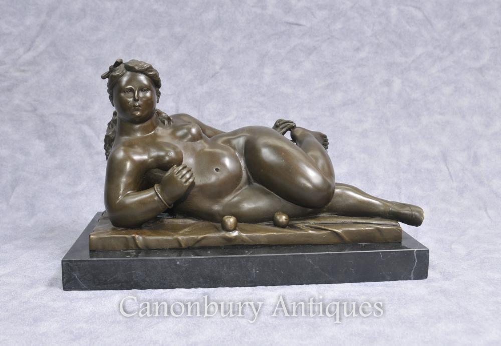 Bronze Botero Figurine Rubenesque Femme nue Statue Signée