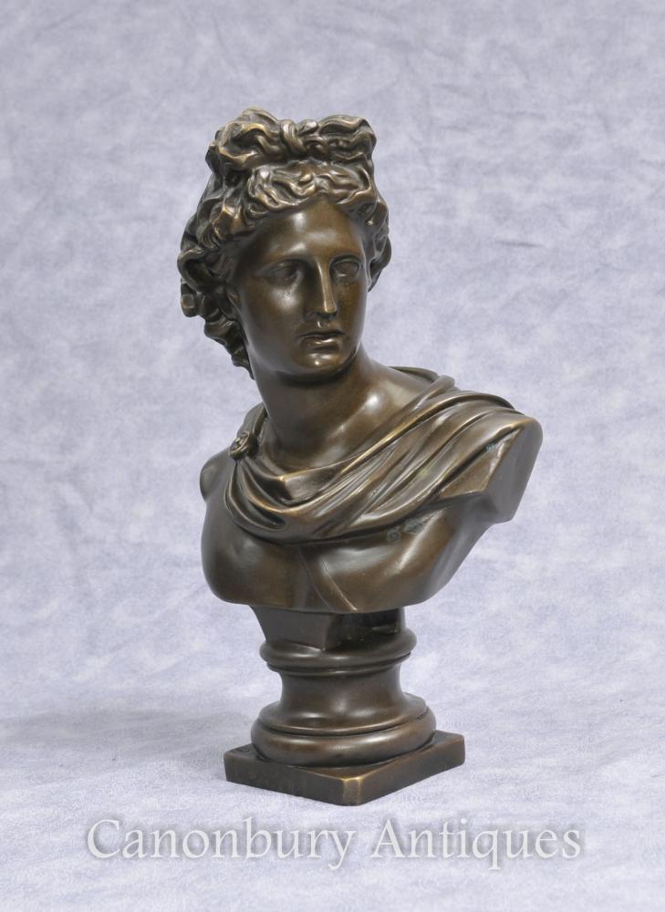 Buste en bronze dieu grec Apollon Art Classique olympiennes Divinités