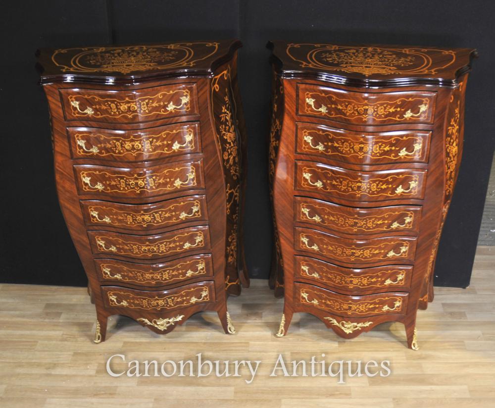 Paire Empire Bombe Commodes Tiroirs Commodes Tall Boys