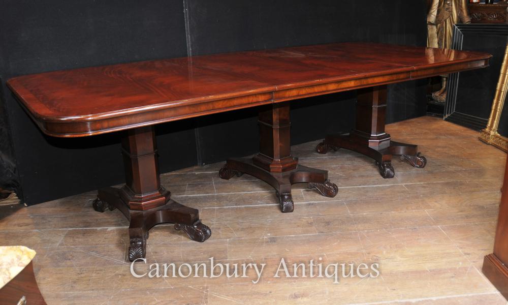 Regency Dining Table Acajou Triple Pedestal Manner George Bullock