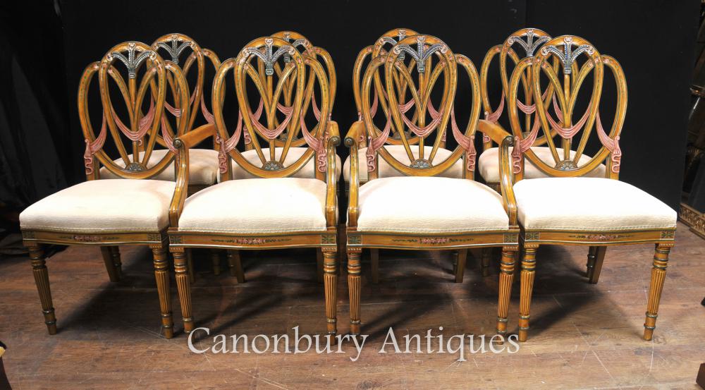 Set 8 Satinwood Hepplewhite Chaise Painted Furniture