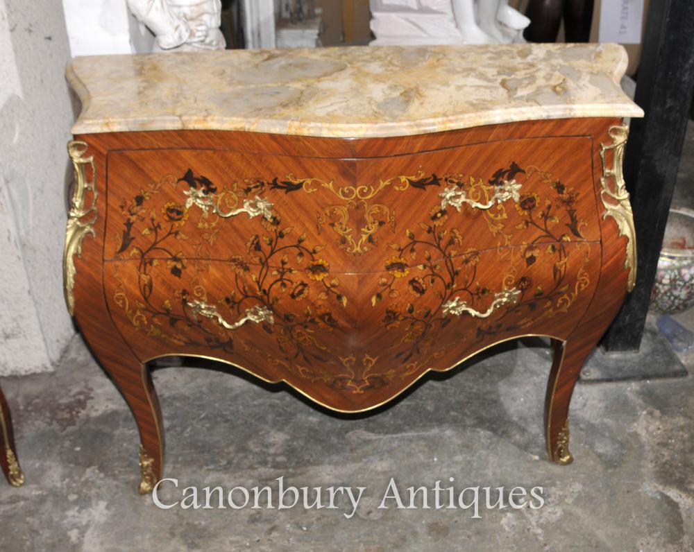 Empire Bombe Commode Commode Inlay Floral