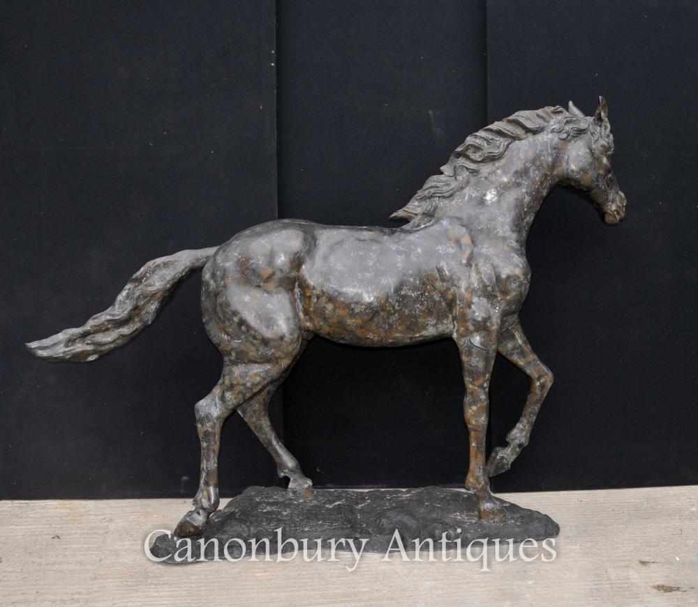 Grand cheval de bronze français Statue de poney Casting Verdis Gris Colt