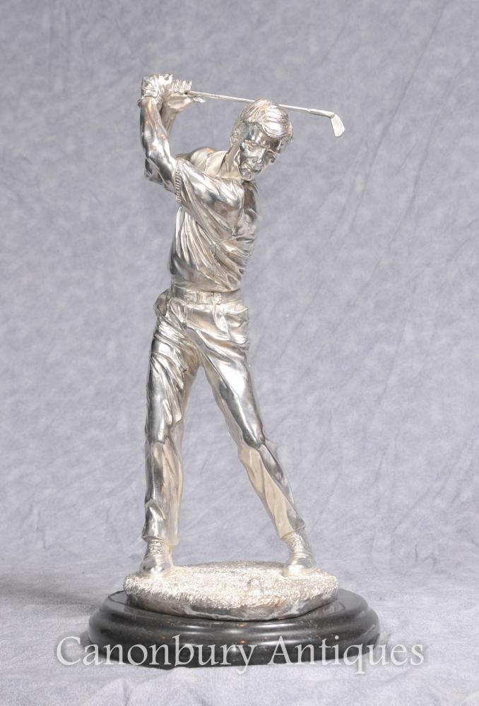 Statuette en bronze de golfeur Statuette en cuir écossaise