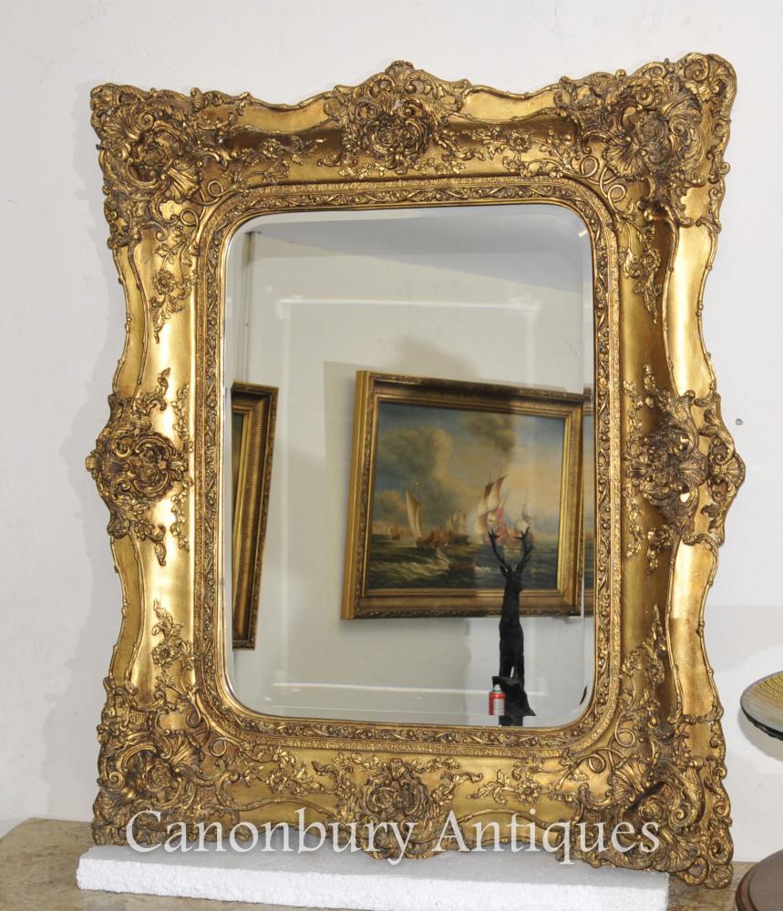 Victorian Gilt Manteau Miroir Miroirs Verre Cadre