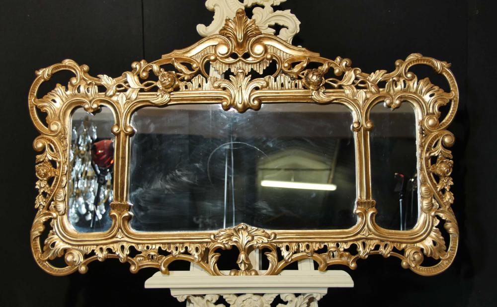 Anglais Chippendale Gilt Mantle Miroir Rococo Paysage Miroirs