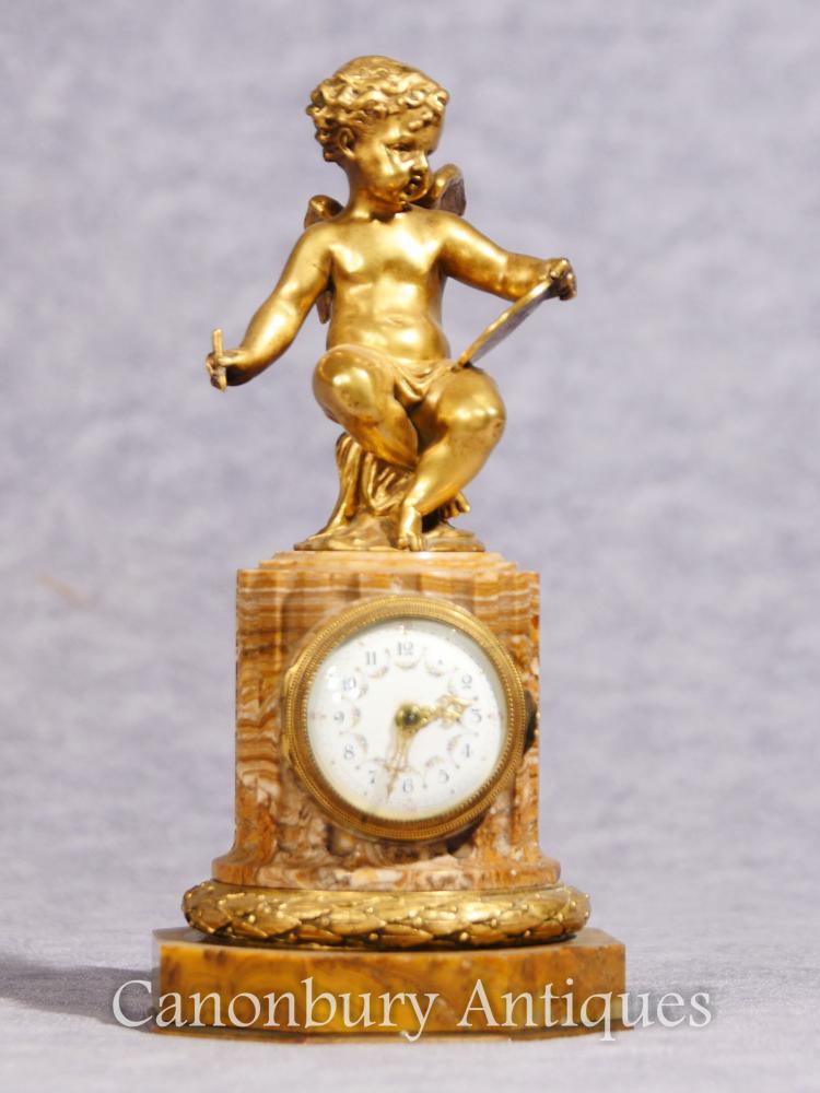 Antique Empire Française Chérubin Horloge Horloge Horloges Ormolu 1890