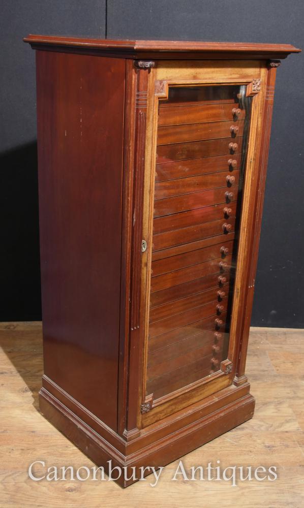 Antique Victorian Walnut Specimen Cabinet Intérieur Coffre Salvage
