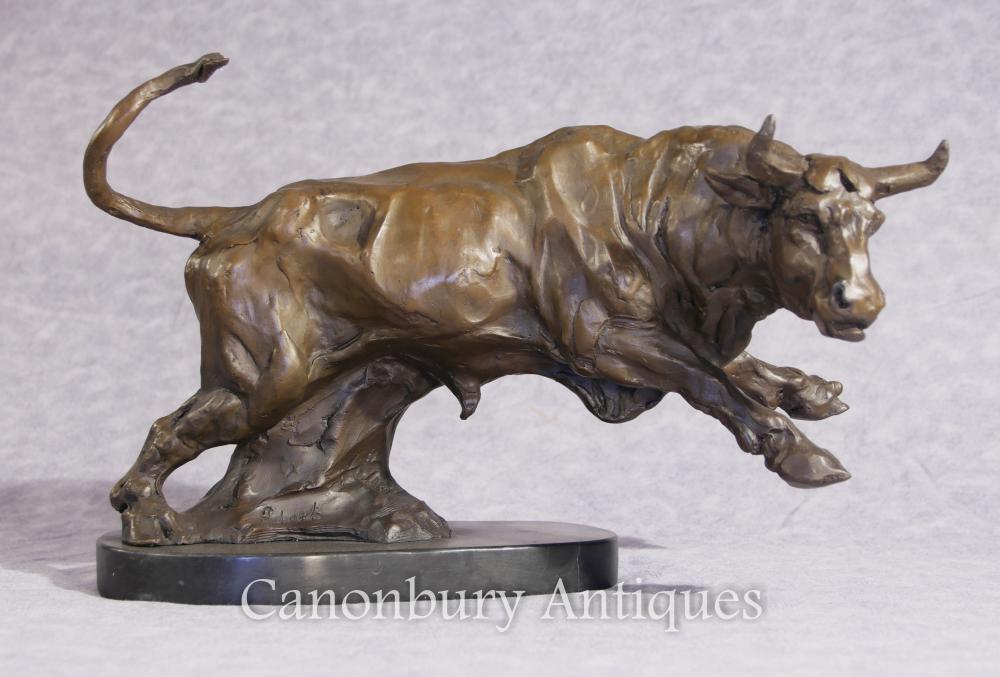 Bronze Bull Statue Signée Bullock Casting Cow