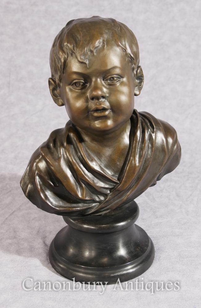 Classique Français Bronze Boy Bust Casting Enfant