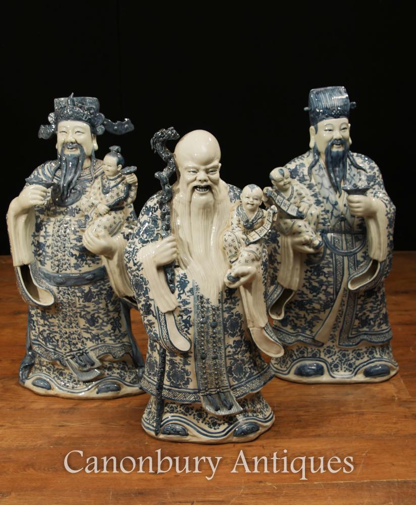 Figurines en porcelaine chinoise noire et blanche