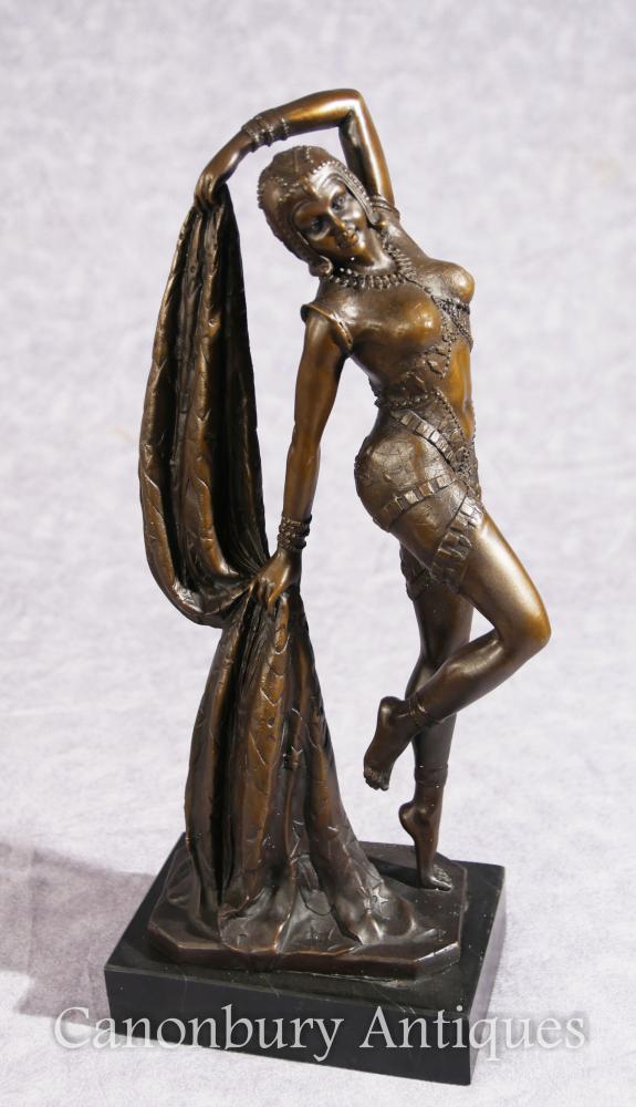 French Art Nouveau Bronze Danseur Signé Leonard