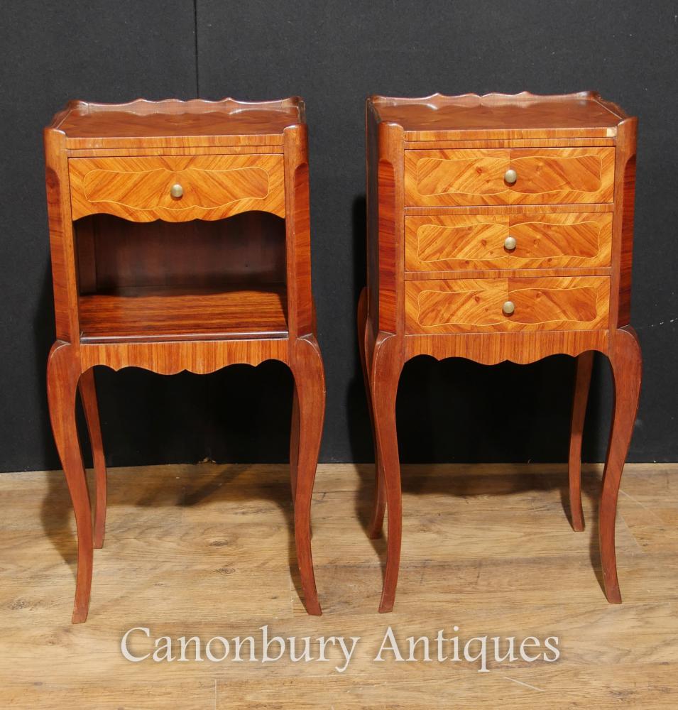 Paire d'armoires de chevet antiques Empire Antique Kingwood Nightstands 1930