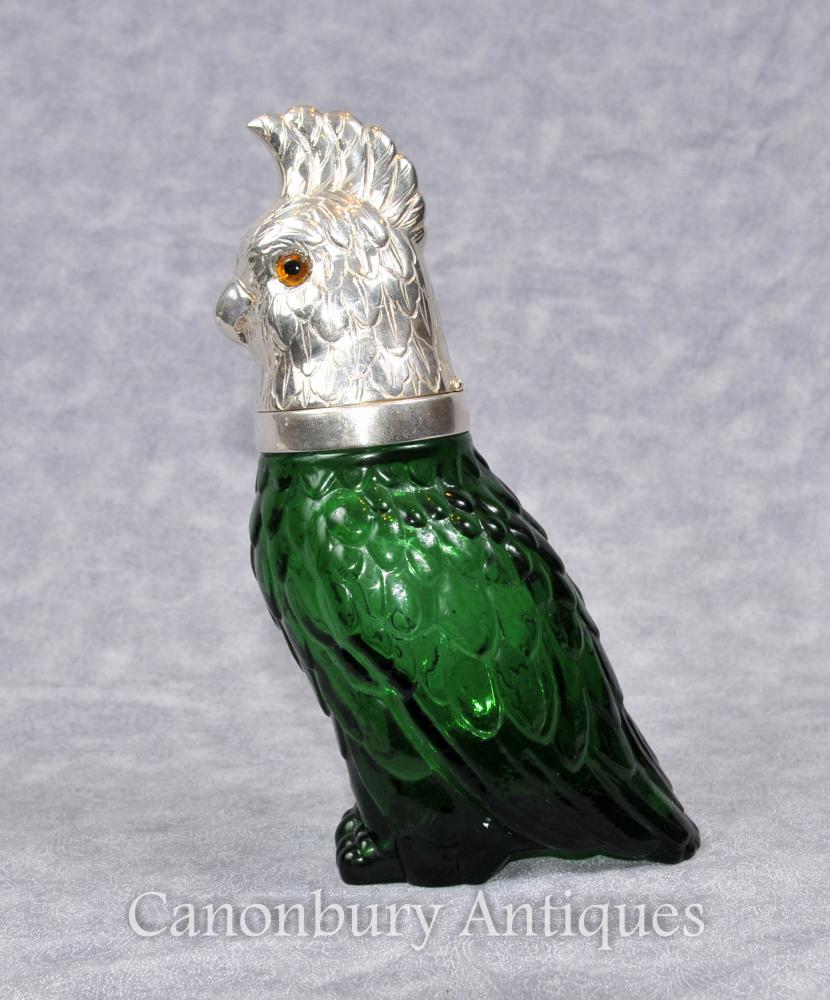 Victorian Silver Carafe Perroquet Cut verseuse en verre