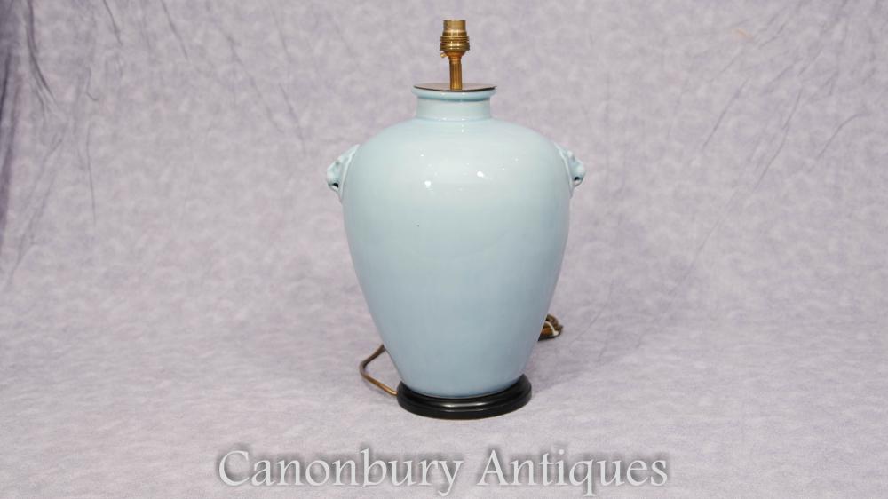 Chinoise Celadon Porcelaine Lampe de Table Lampe