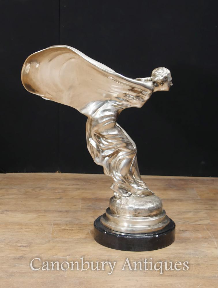 Grand Art Nouveau volant Lady Figurine Statue Coulée