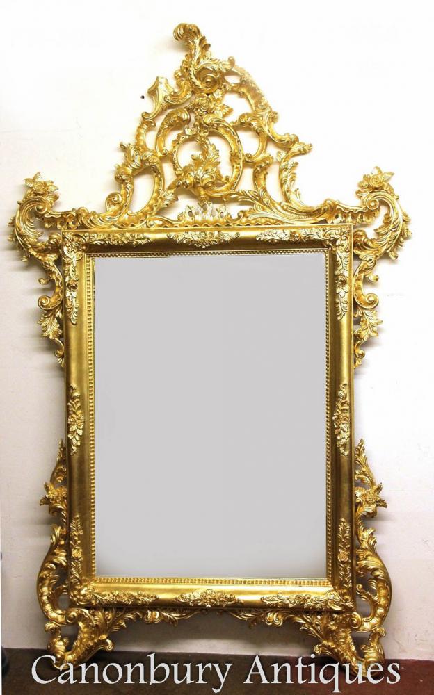 Grand italien Pier doré miroir sculpté les miroirs en verre à la main
