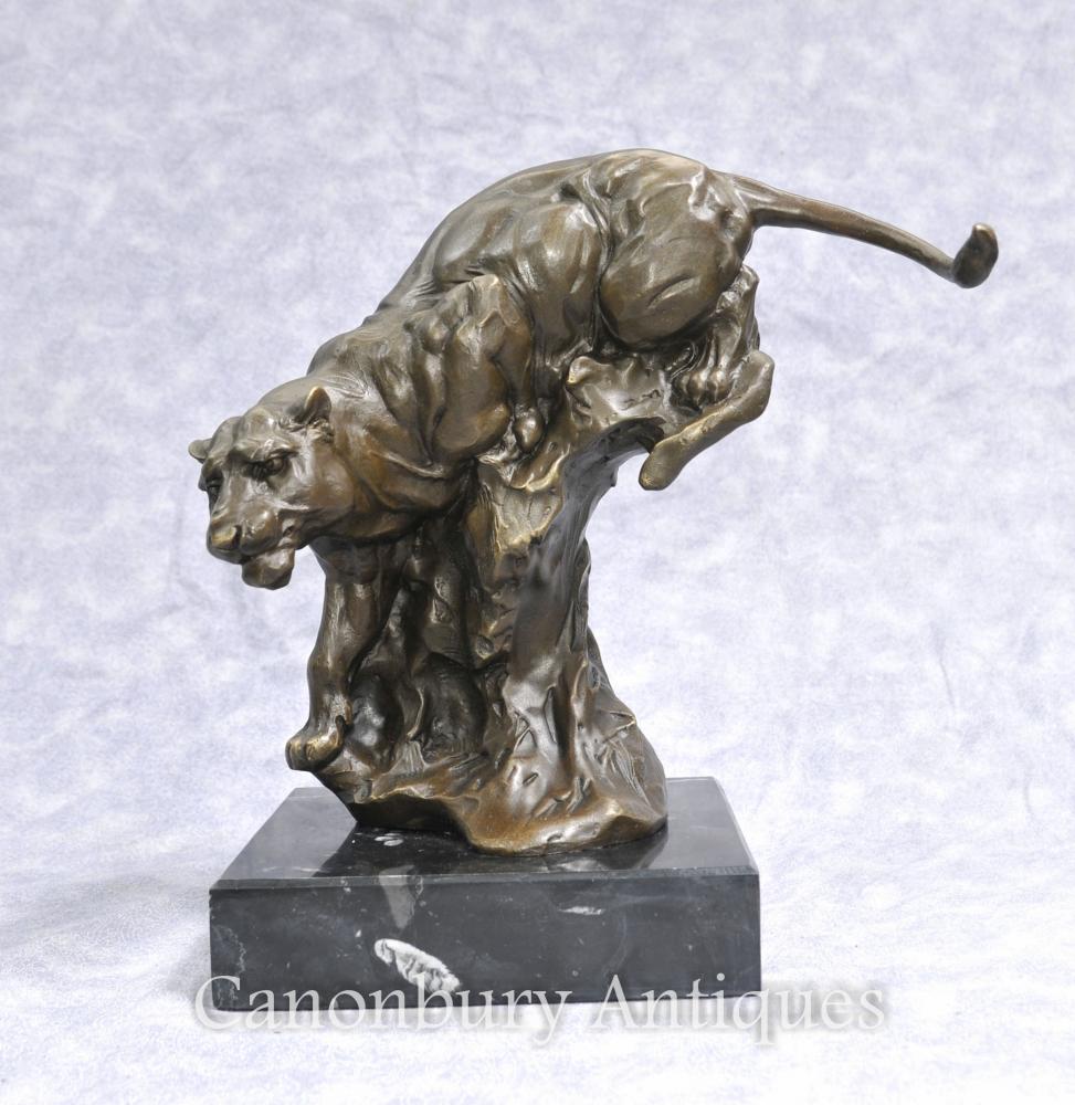 La fonte de bronze Panther Pantera Signé Avec Milo Statue