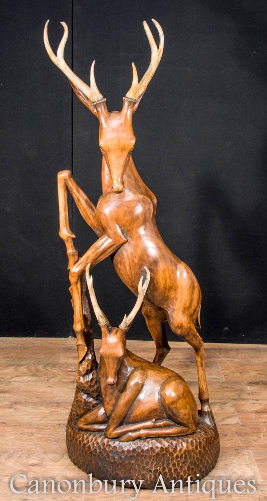Sculpté à la main grand cerf cerf italien Faun Statue découpages animaux
