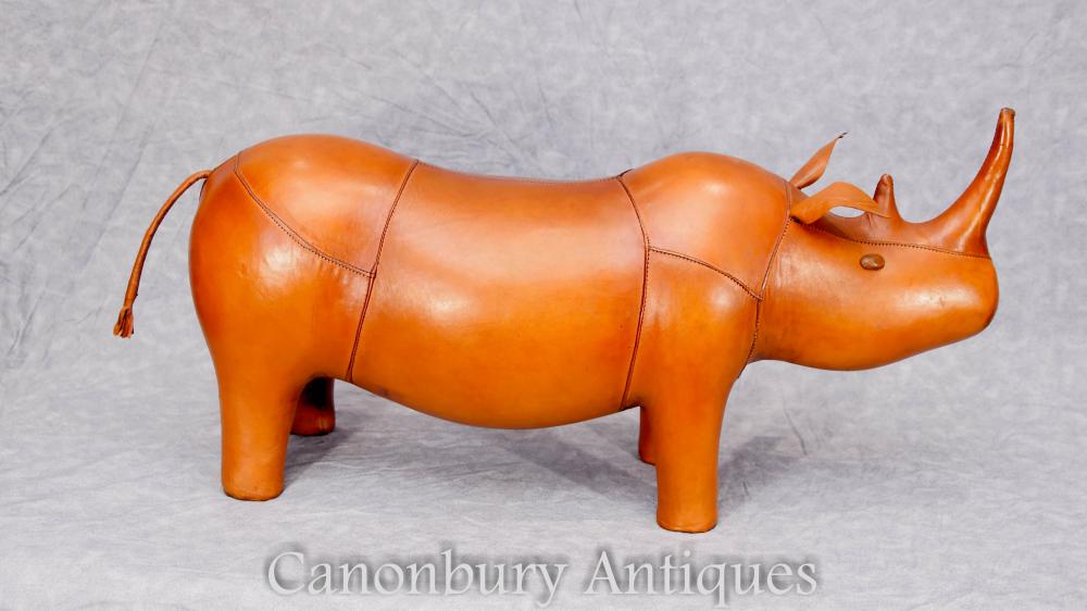 Leather Rhino Rhinocerous Statue Tabouret de pieds Interiors Design