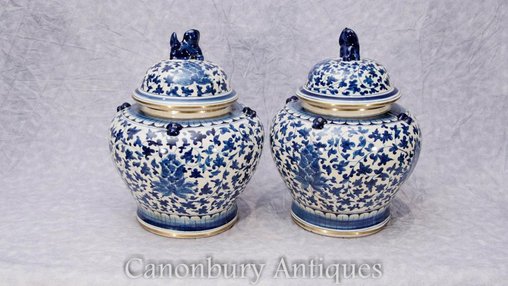 Paire de porcelaine bleue et blanche chinoise Outil de pots Pots Vases Kangxi