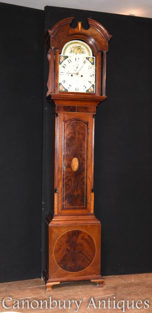 Antique géorgien horloge de temps en acajou