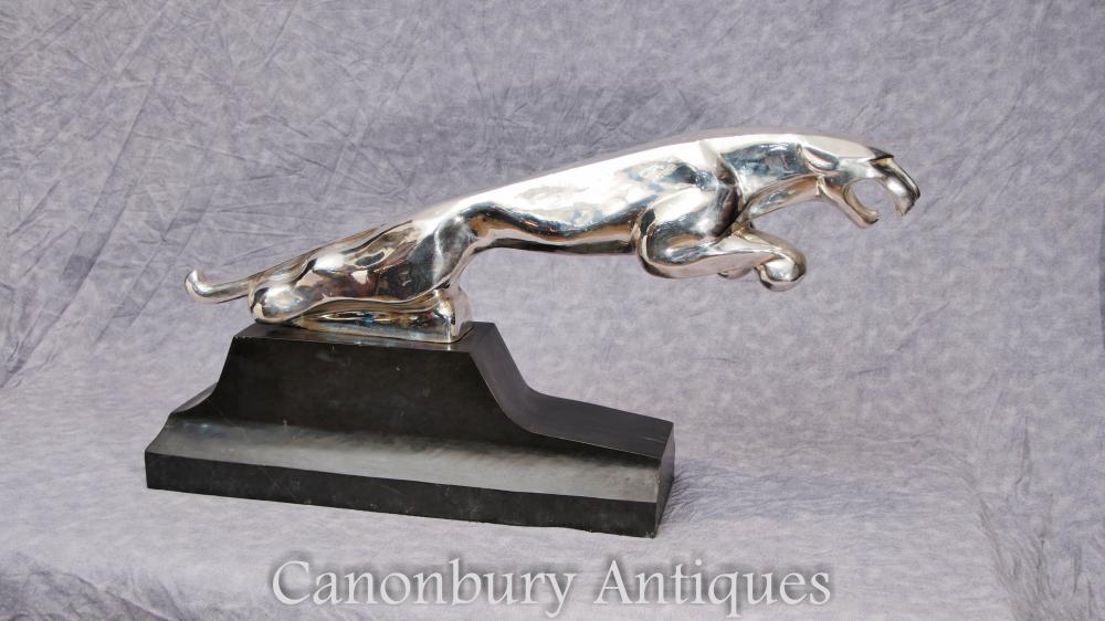 Art Déco Silver Bronze Jaguar Puma Car Hood Ornement Bonnet