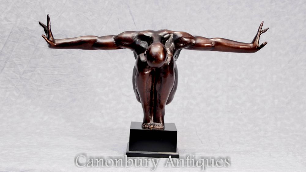 Bronze Nude Male Statue Olympic Man Art Classique