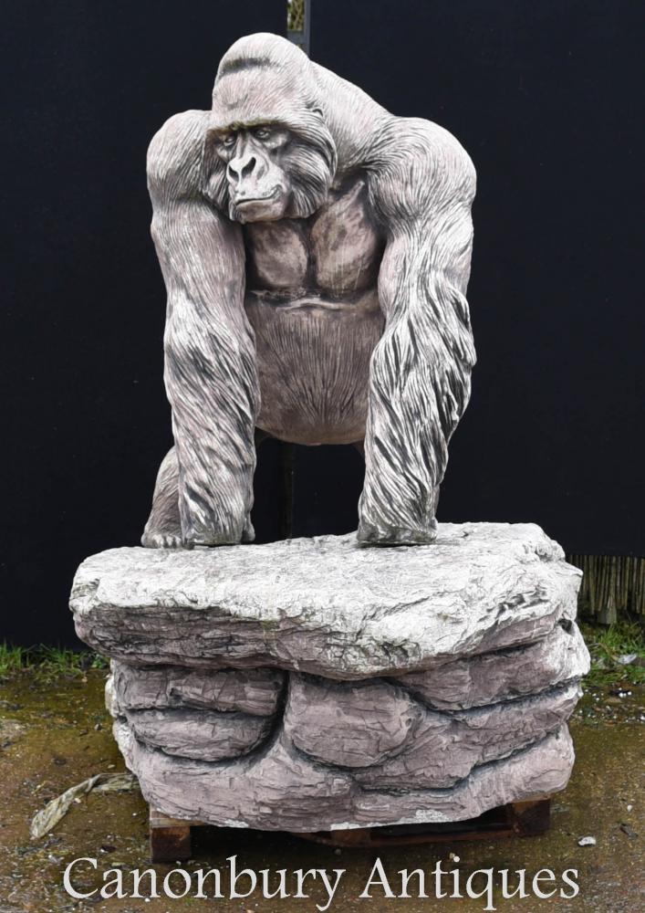 Statue géante du jardin des gorilles de pierre à grandeur sauvage Monkey Ape Art