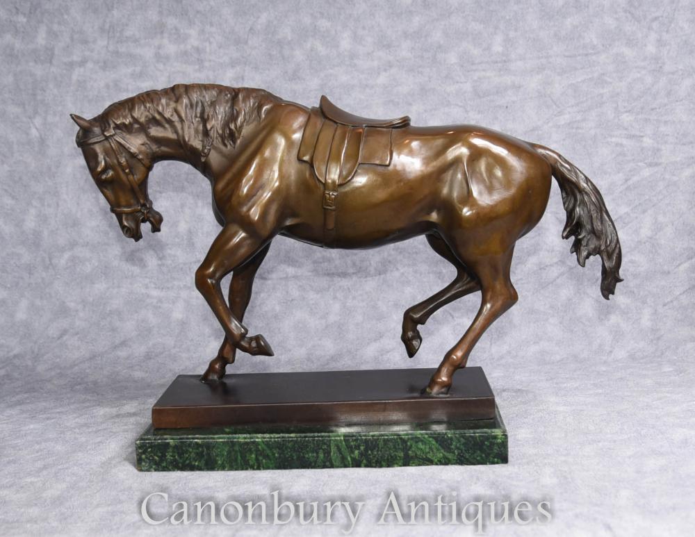 Statue Bronze Française Signée Barye Horses Pony Casting