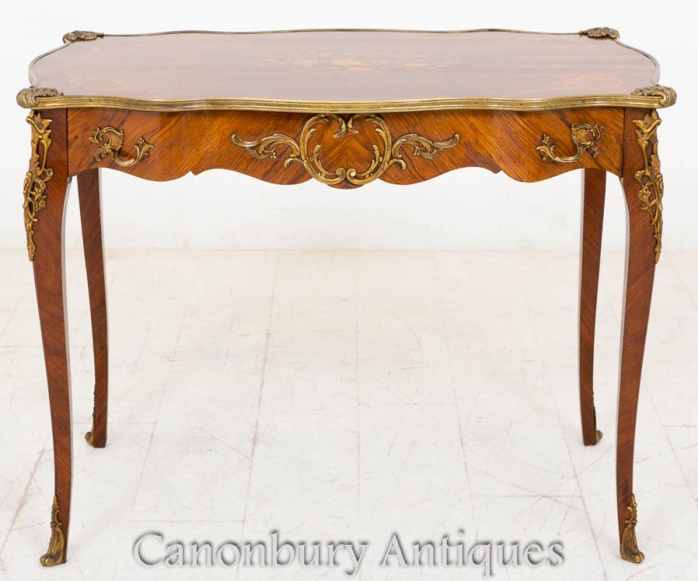 Antiquités French Empire Center Side Table Kingwood Inlay