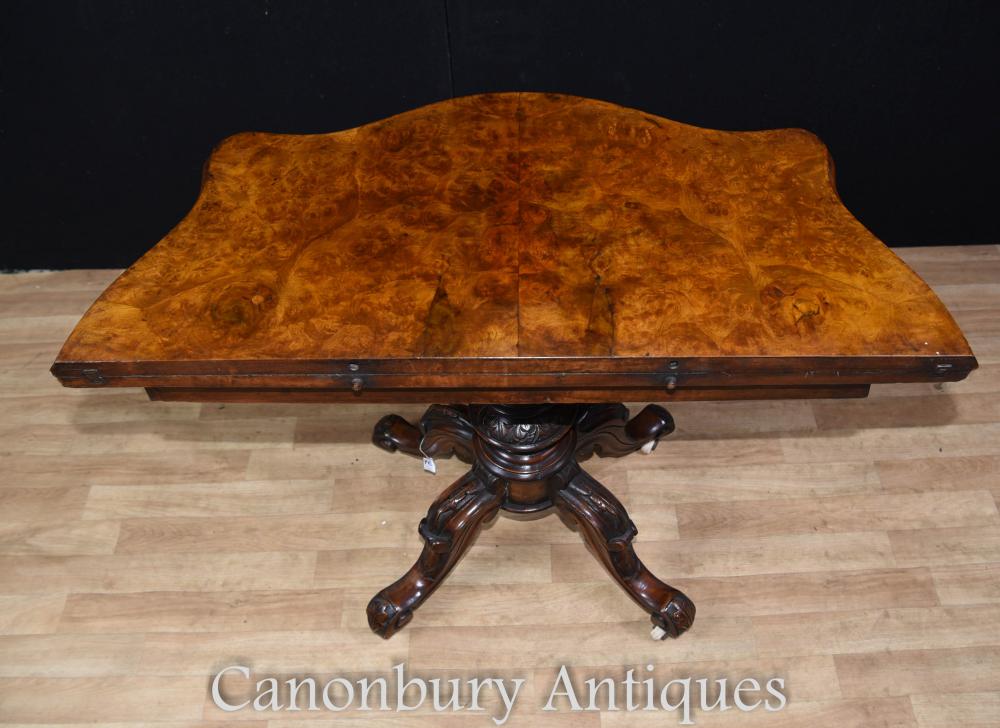 Antique Regency Walnut Card Table d'appoint Tables de jeux