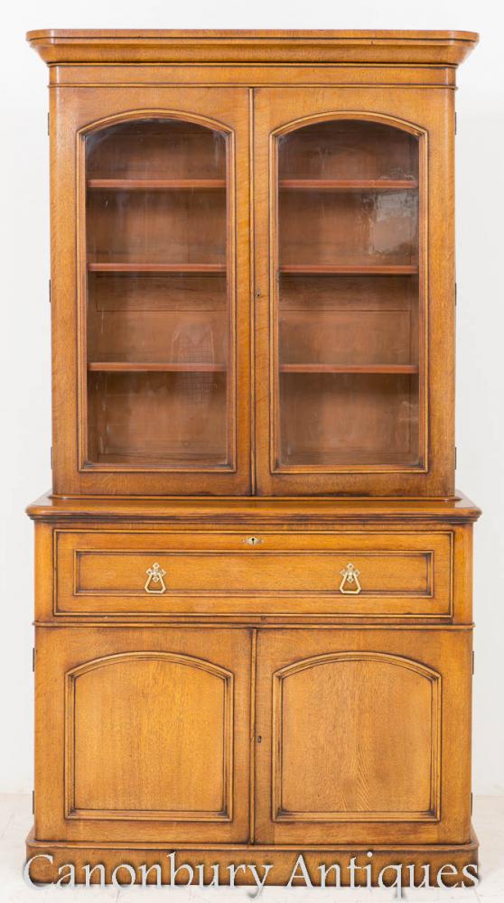Cabinet d'étagère victorienne victorienne en laine blonde 1860