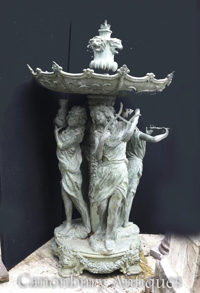 Italian Bronze Quatre saisons Fontaine à gradins Architectural Classical Maidens