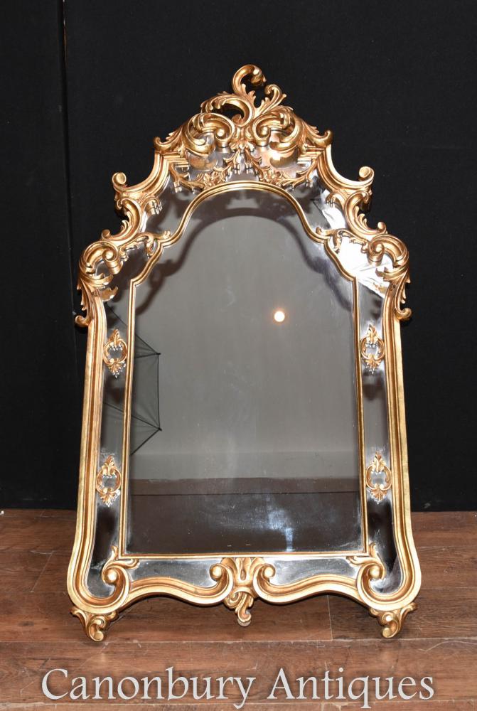 Miroirs en verre à miroir Rococo Gilt Pierres français