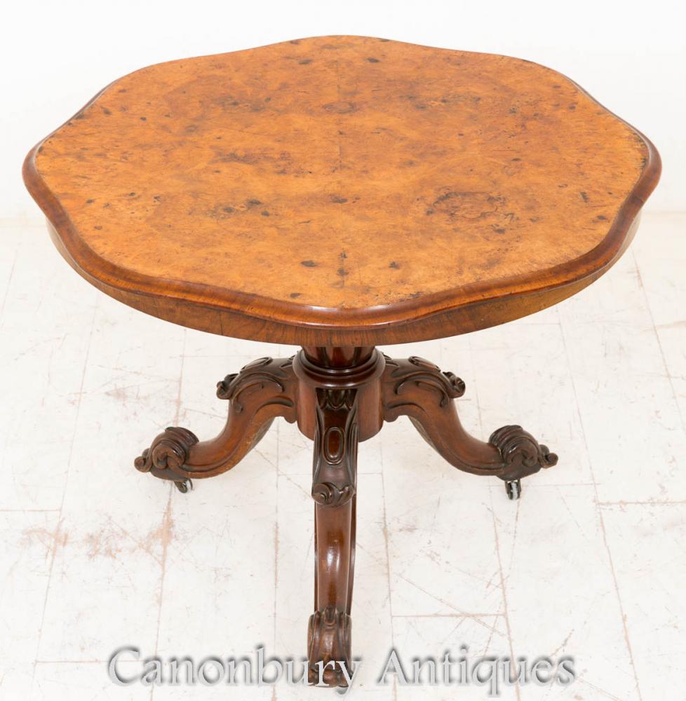 Nambro de table de centre victorien Burr Noyer 1860