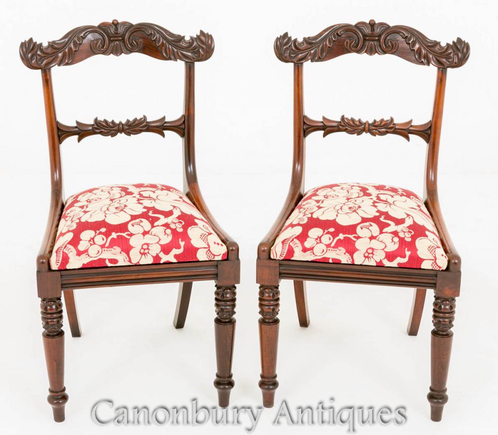 Pair Antique Regency Bras Chaises à Rosewood Dining Chair
