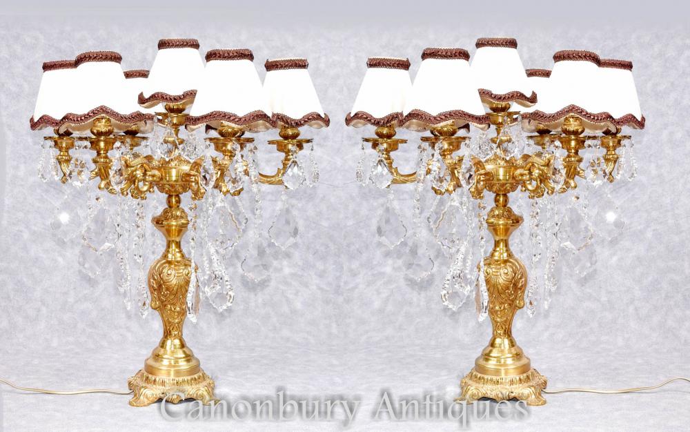 Paire French Empire Gilt Lampes de table Lights Candelabras