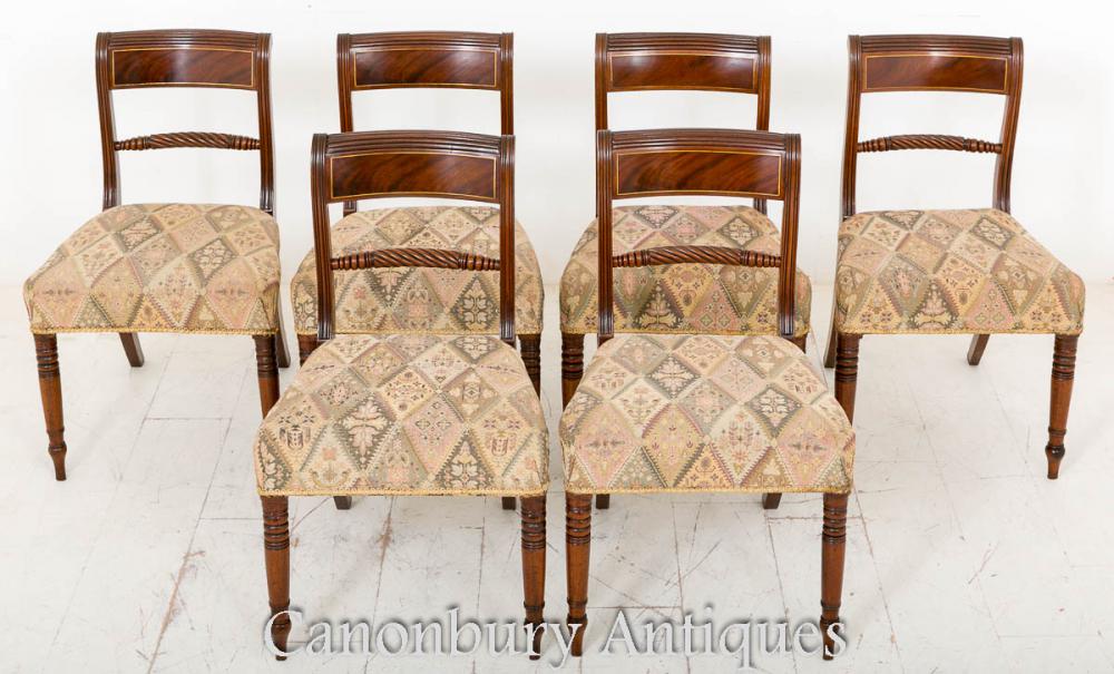 Set de 6 chaises Regency en acajou