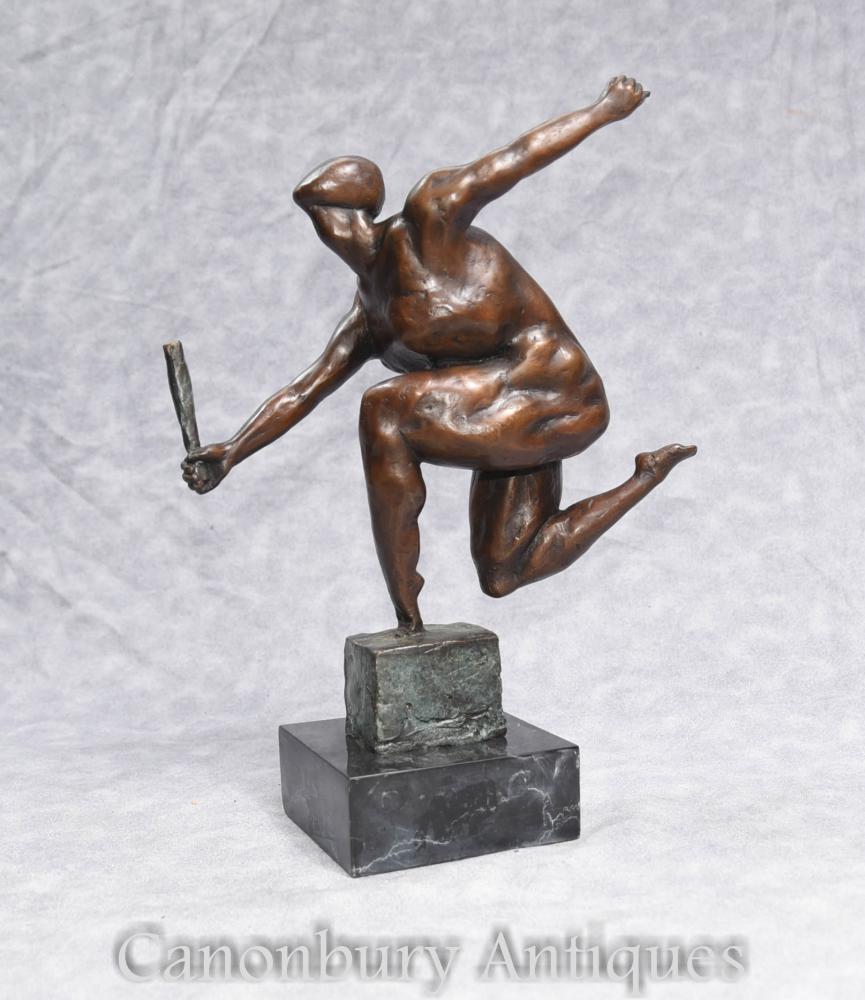 Statuette en bronze de bronze français moderniste Figurine masculine