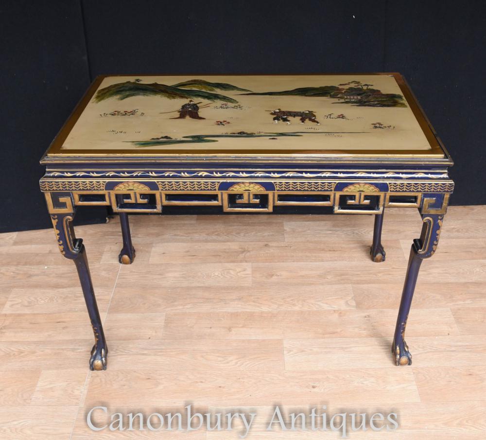 Table Console de laque Edwardian Antique par Hille and Co Japanese Manner 1910