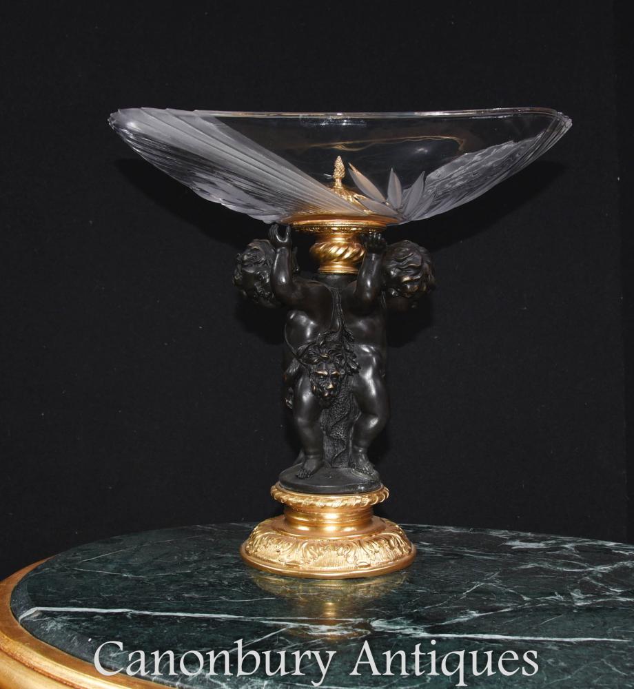 Verre à vaisselle en cristal de chérubin de style Empire, bronze français