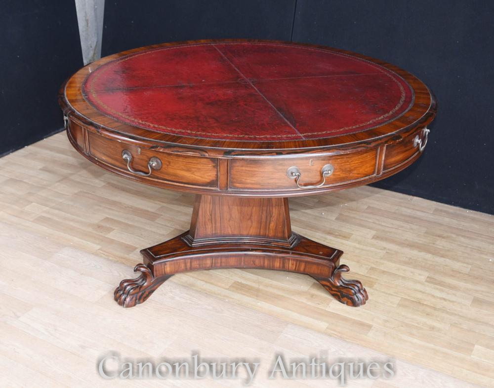 Victorian Coromandel Drum Table Tables de Centre