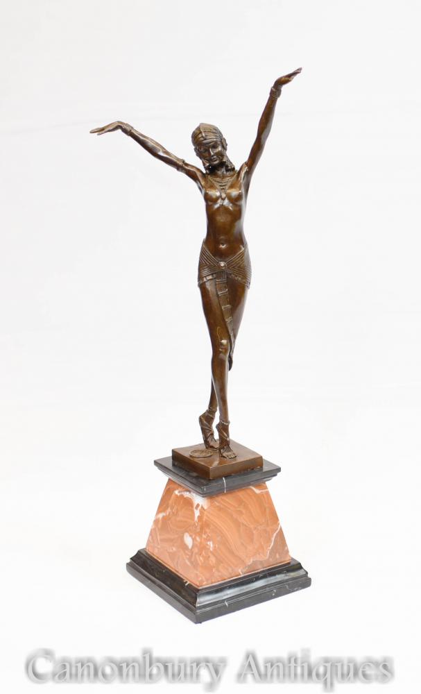 Art déco Bronze Statue de Chiparus Signé Figurine Danseur égyptien