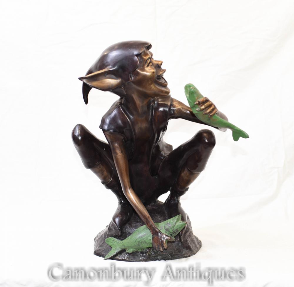 Bronze Celtic Pixie Statue de pêche Fairey Elph