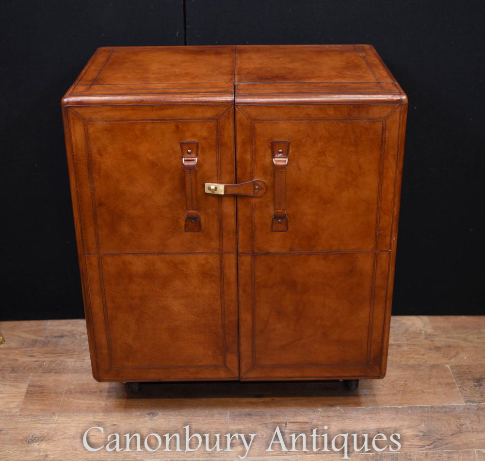 Coffre de campagne en cuir Boissons Cabinet Colonial Furniture