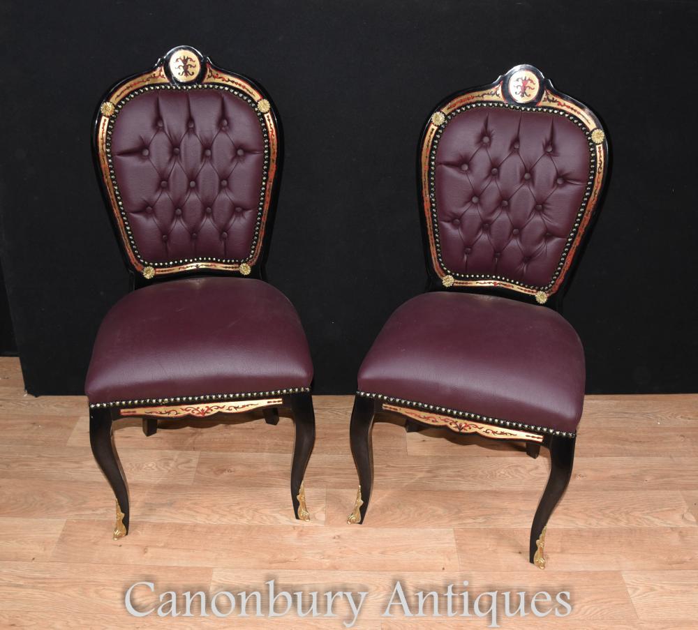 Paire de fauteuils d'appoint incrustés Boulle Louis XVI