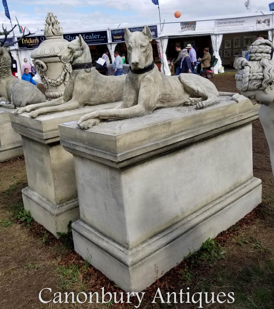 Paire de pierre géante Kingsdale Hounds Dogue Allemand Statue de Jardin de Chasse