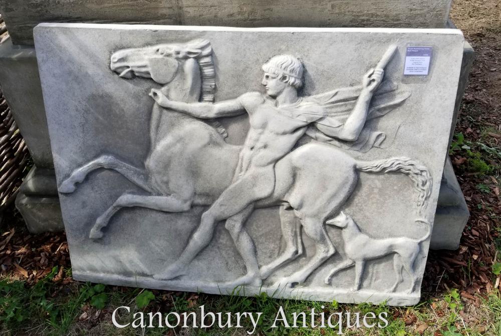 Plaque de pierre classique jeunesse et cheval panthéon grec